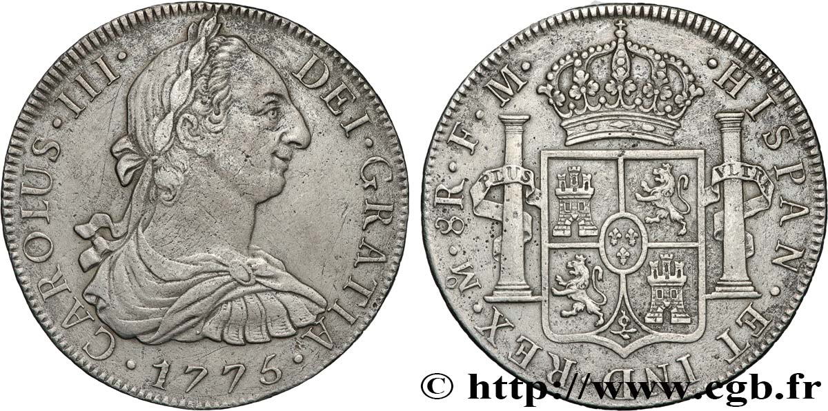 MÉXICO - CARLOS III 8 Reales  1775 Mexico MBC+ 
