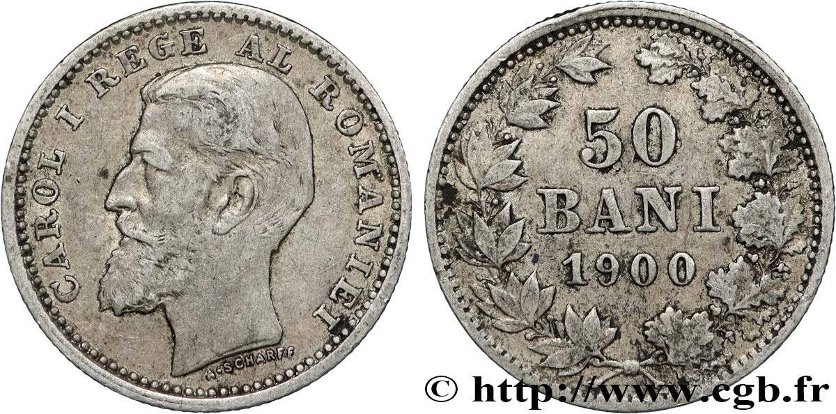 ROUMANIE 50 Bani Charles Ier 1900 Bucarest TTB/TB+ 