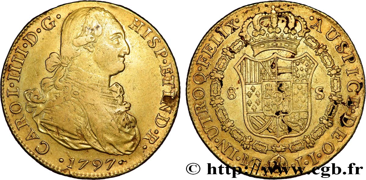 PERU - KARL IV. 8 Escudos or  1797 Lima SS 