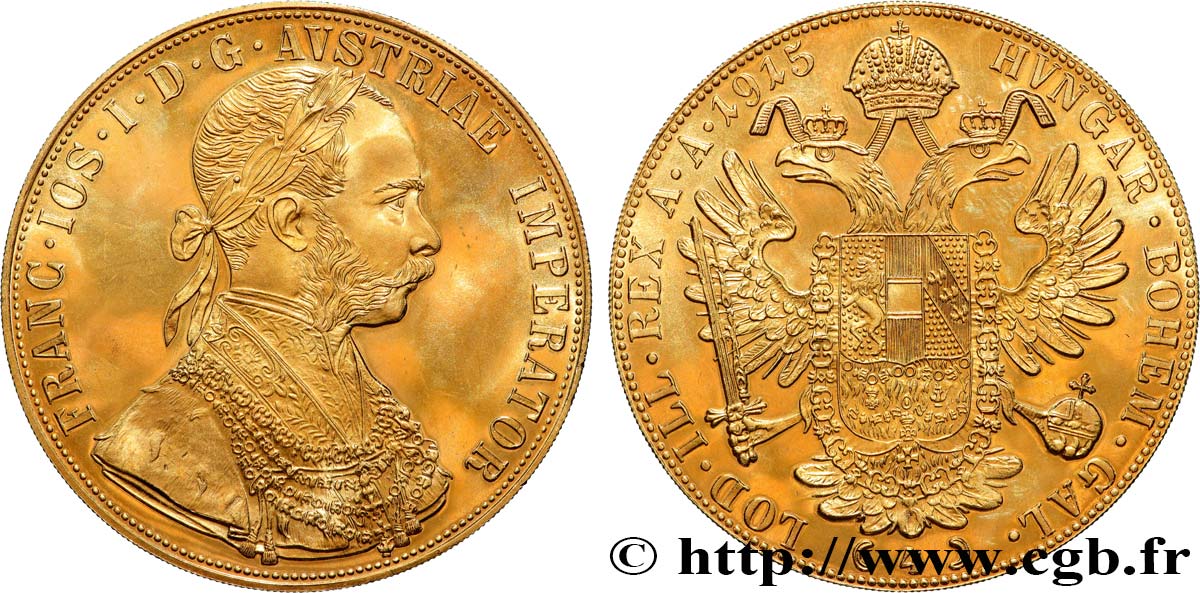 OR, PALLADIUM ET PLATINE INVESTISSEMENT 4 Ducats, refrappe moderne François Joseph  1915  SPL 