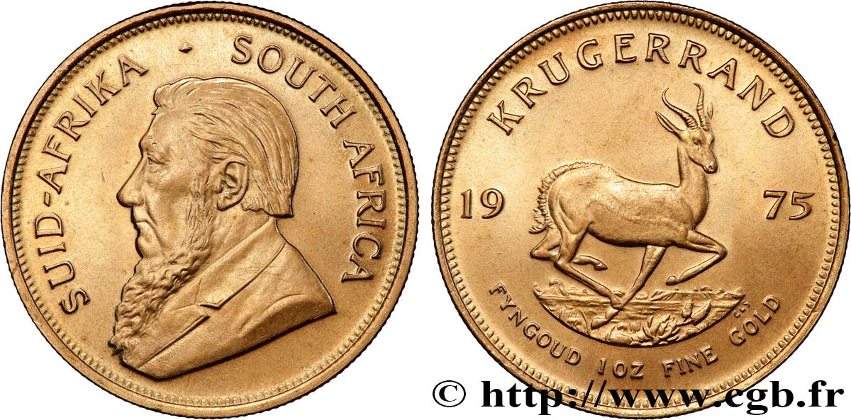 OR, PALLADIUM ET PLATINE INVESTISSEMENT 1 Oz - 1 Krugerrand Paul Kruger 1975 Prétoria SPL 