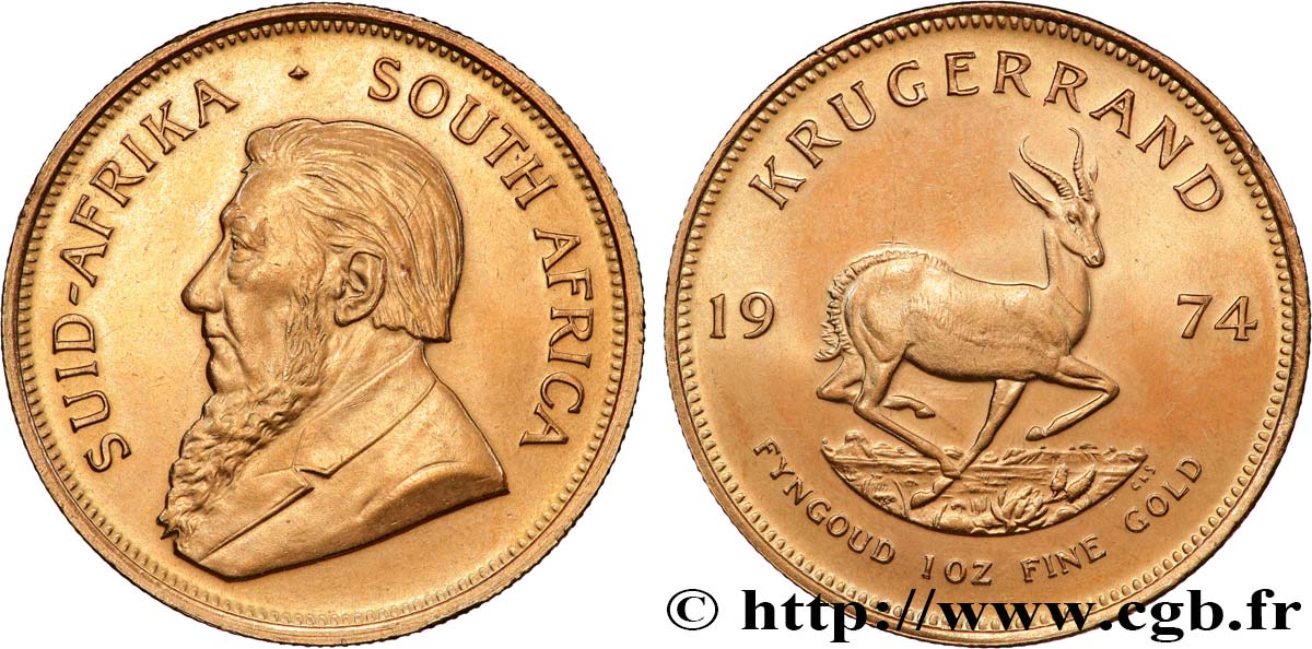 OR, PALLADIUM ET PLATINE INVESTISSEMENT 1 Oz - 1 Krugerrand Paul Kruger 1974 Prétoria SPL 