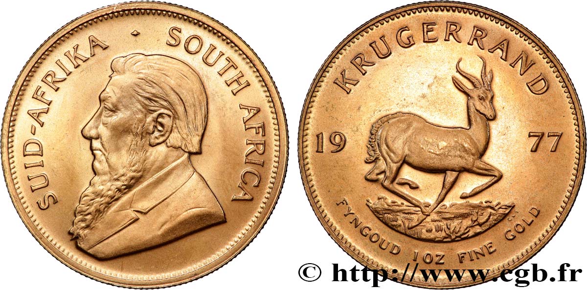 OR, PALLADIUM ET PLATINE INVESTISSEMENT 1 Oz - 1 Krugerrand Paul Kruger  1977 Prétoria SPL 