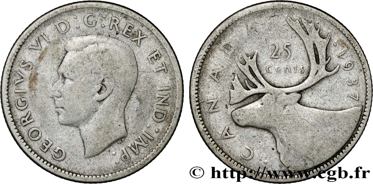 KANADA 25 Cents Georges VI 1937  S 