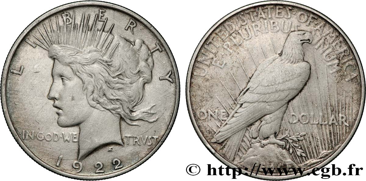 VEREINIGTE STAATEN VON AMERIKA 1 Dollar Peace 1922 Philadelphie SS 