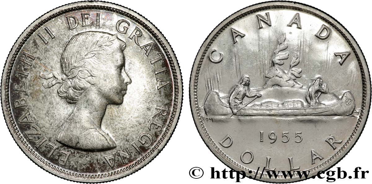 KANADA 1 Dollar Elisabeth II 1955  VZ 