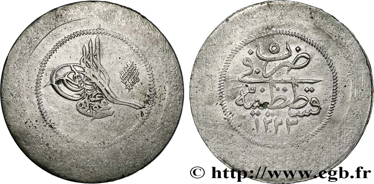 TURQUIE 5 Kurush au nom de Mahmud II AH1223 / an 5 (1812) Constantinople TTB 
