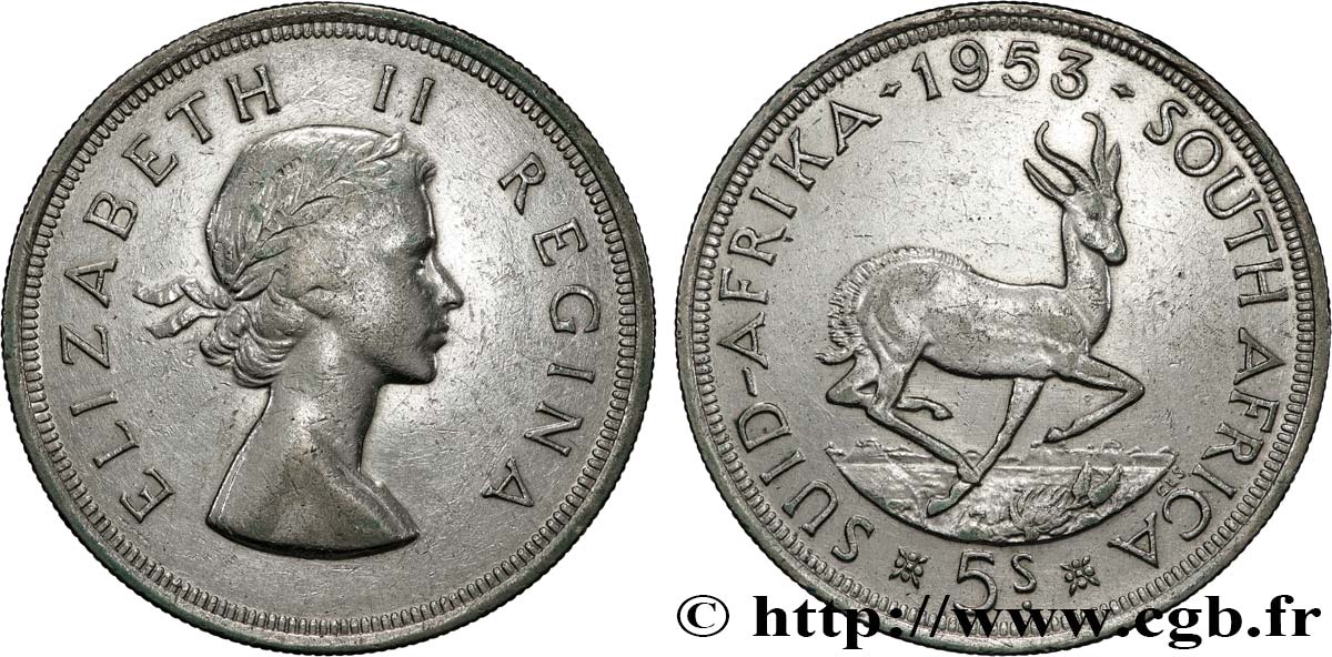 AFRIQUE DU SUD 5 Shillings Elisabeth II 1953 Pretoria TTB 