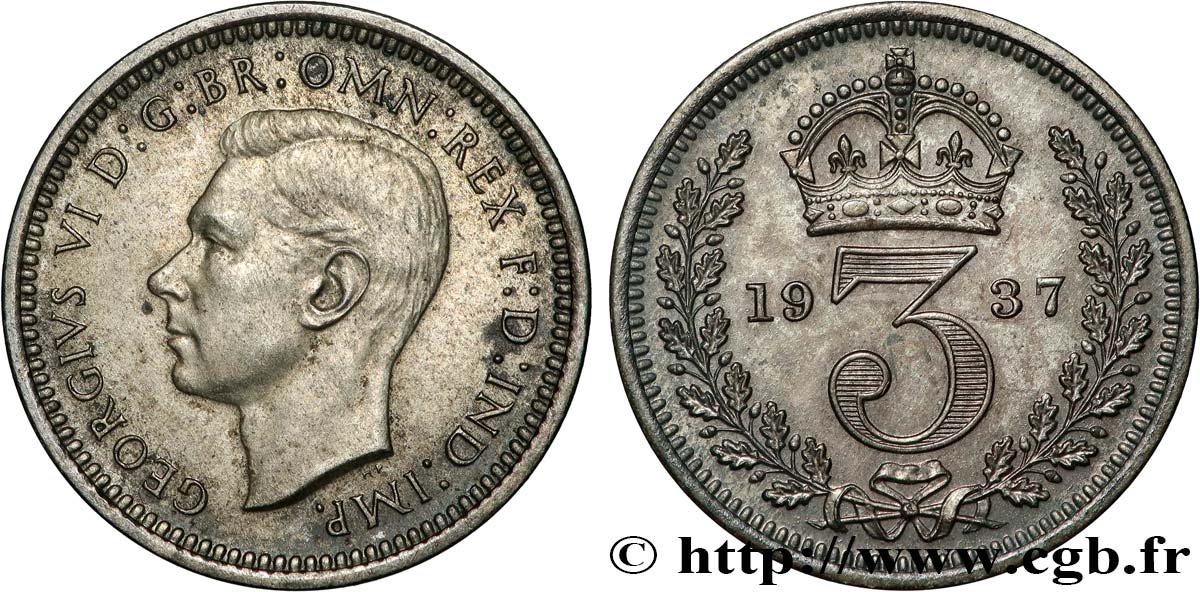 GRANDE-BRETAGNE - GEORGES VI 3 Pence  1937  SPL 