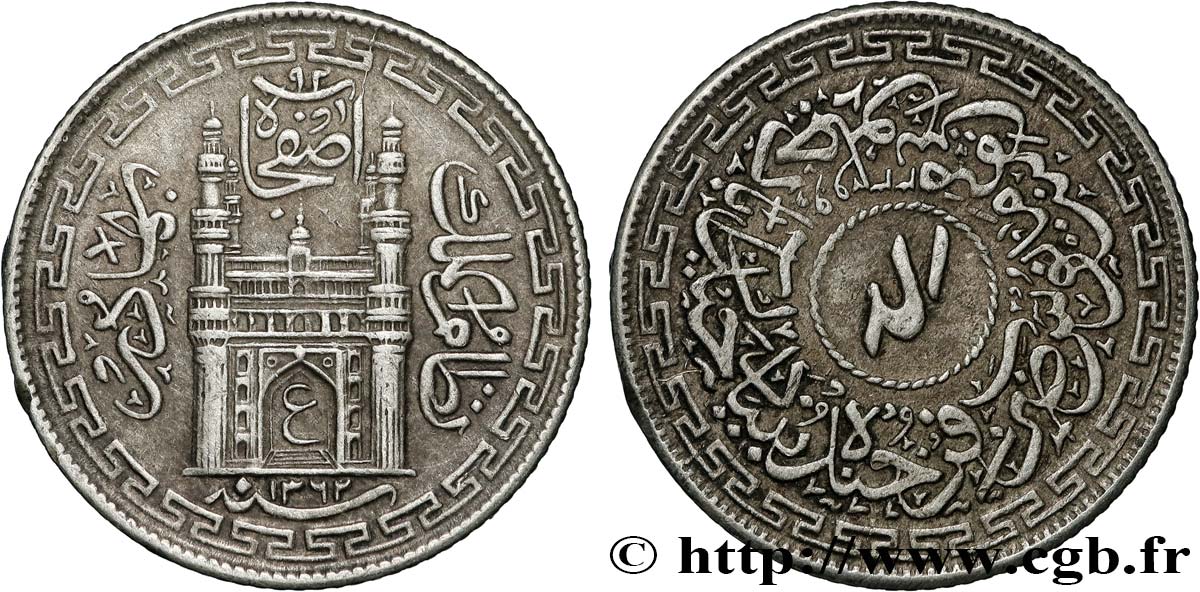 INDIA - HYDERABAD 4 Annas Mir Osman Ali Khan AH 1362 an 33 1943  AU 