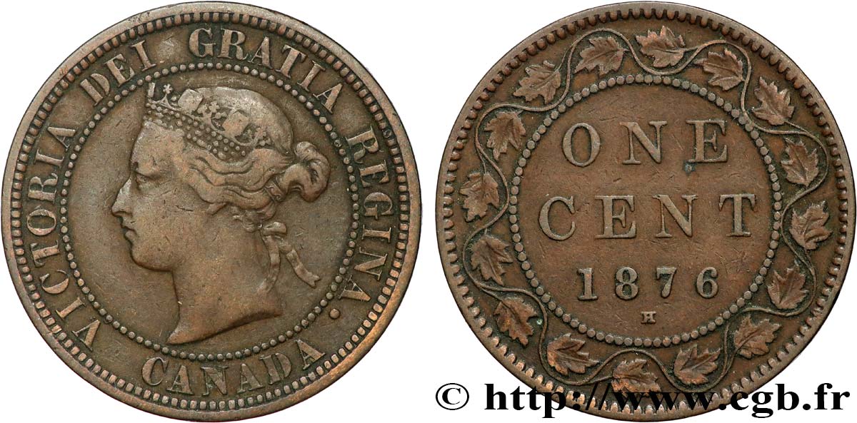 CANADA 1 Cent Victoria 1876 Heaton TTB 