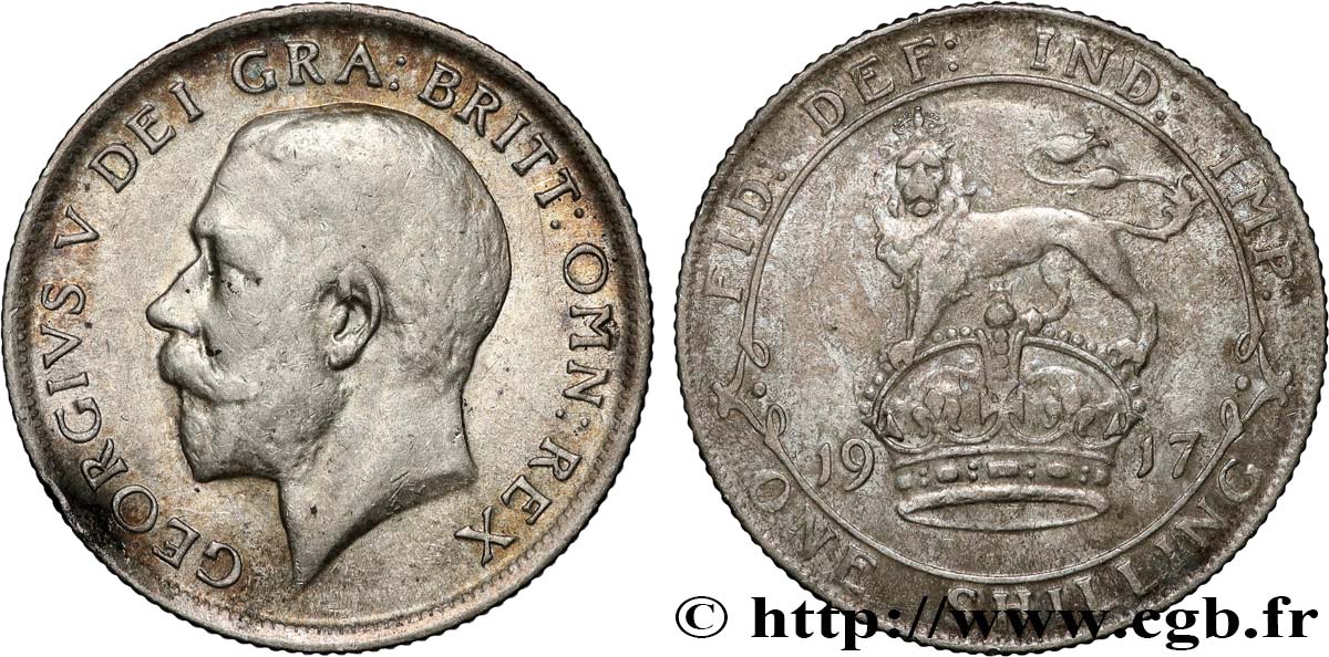 ROYAUME-UNI 1 Shilling Georges V 1917  TTB 