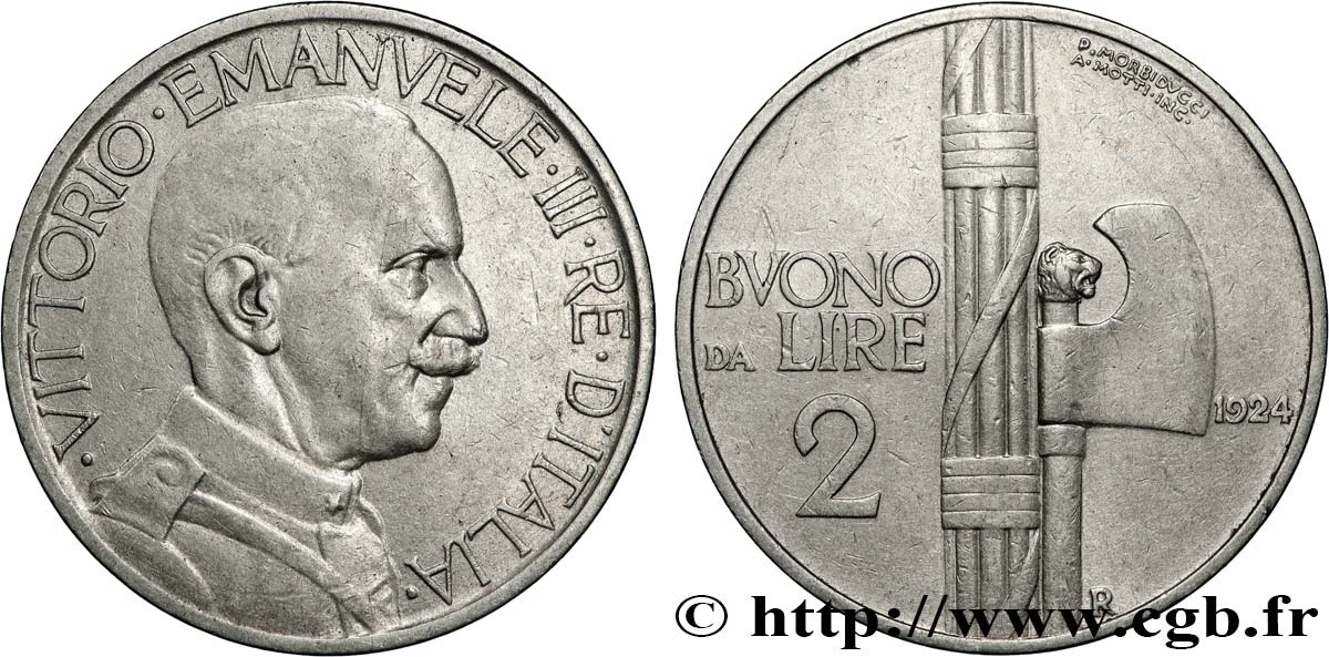 ITALY Bon pour 2 Lire (Buono da Lire 2) Victor Emmanuel III 1924 Rome - R XF 