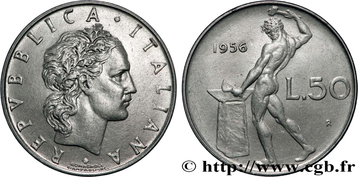 ITALIE 50 Lire  1956 Rome TTB+ 