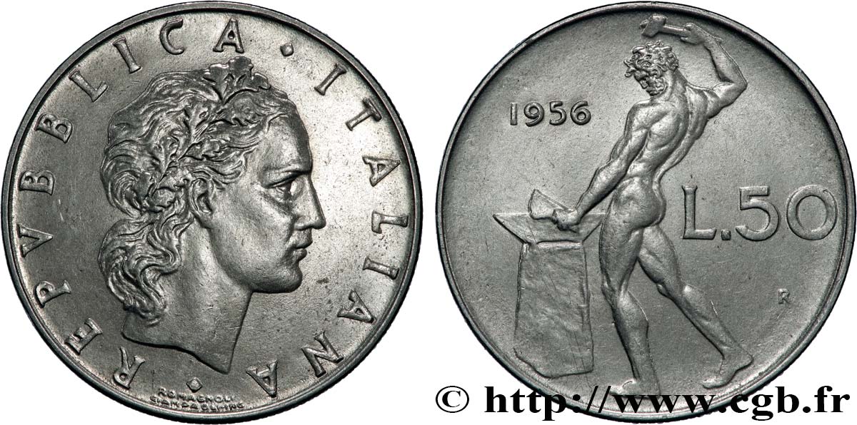 ITALIA 50 Lire  1956 Rome q.SPL 