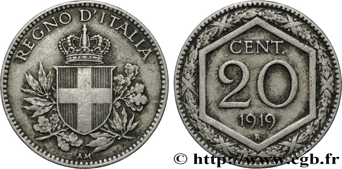 ITALIE 20 Centesimi écu 1919 Rome  TTB 