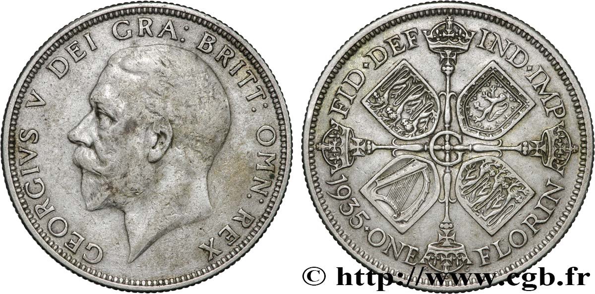 UNITED KINGDOM 1 Florin Georges V 1935  VF 