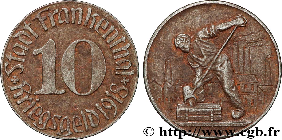 GERMANY - Notgeld 10 Pfennig Frankenthal 1918  XF 