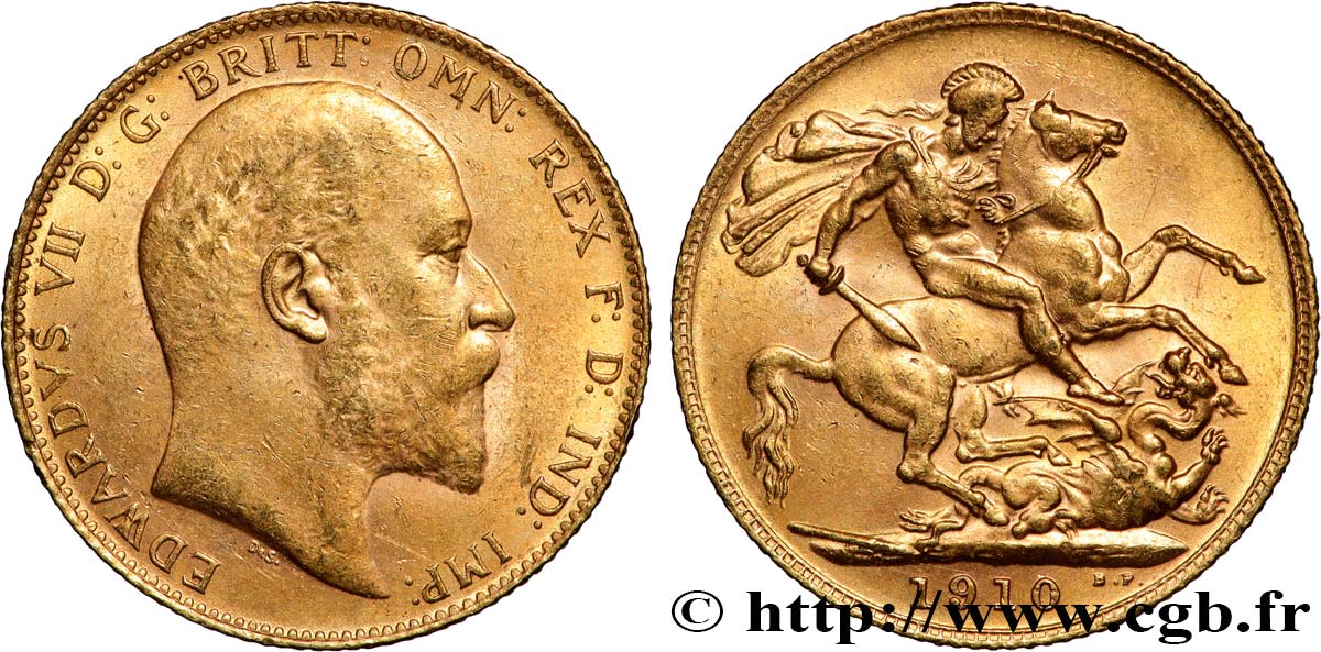 GOLD, PALLADIUM & PLATINUM INVESTMENT 1 Souverain Édouard VII 1910 Londres XF 
