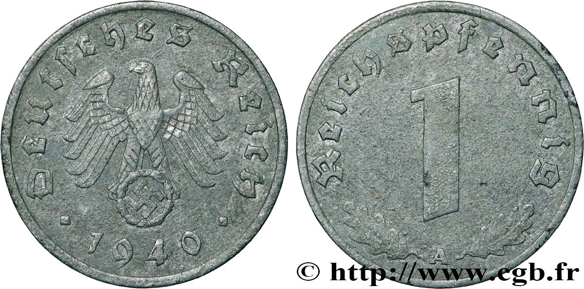 ALLEMAGNE 1 Reichspfennig aigle et swastika 1940 Berlin TTB+ 