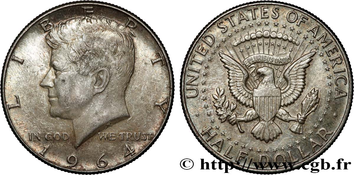 UNITED STATES OF AMERICA 1/2 Dollar Kennedy 1964 Philadelphie AU 