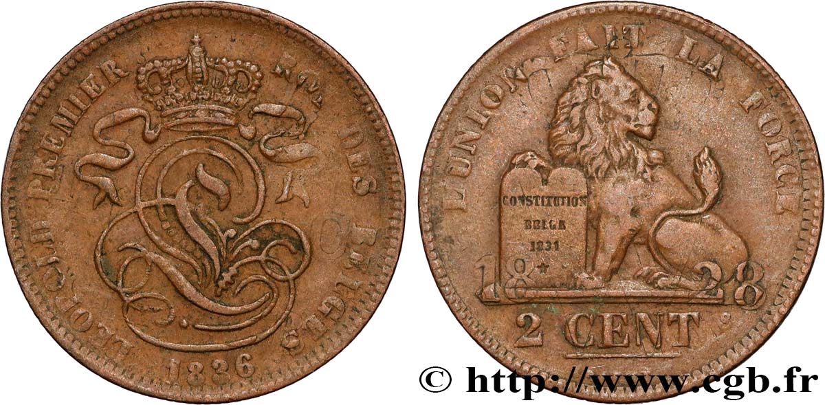 BELGIEN 2 Centimes Léopold Ier 1836  SS 