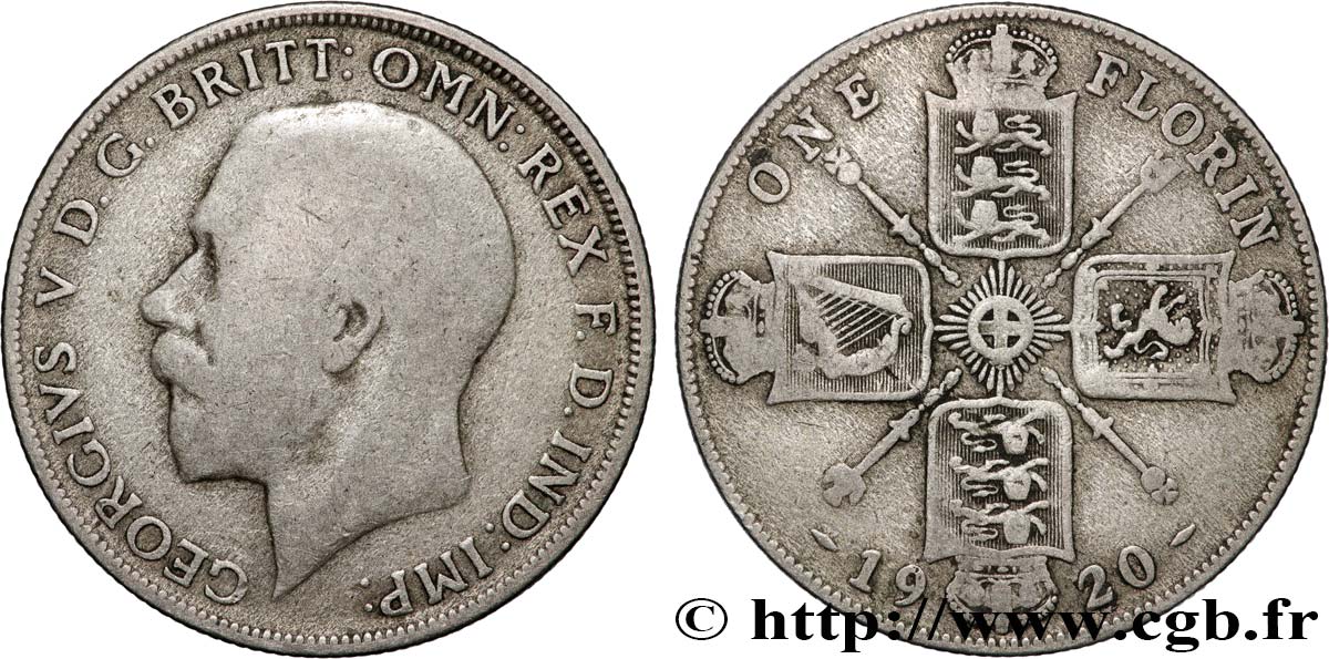 ROYAUME-UNI 1 Florin Georges V 1920  TB 