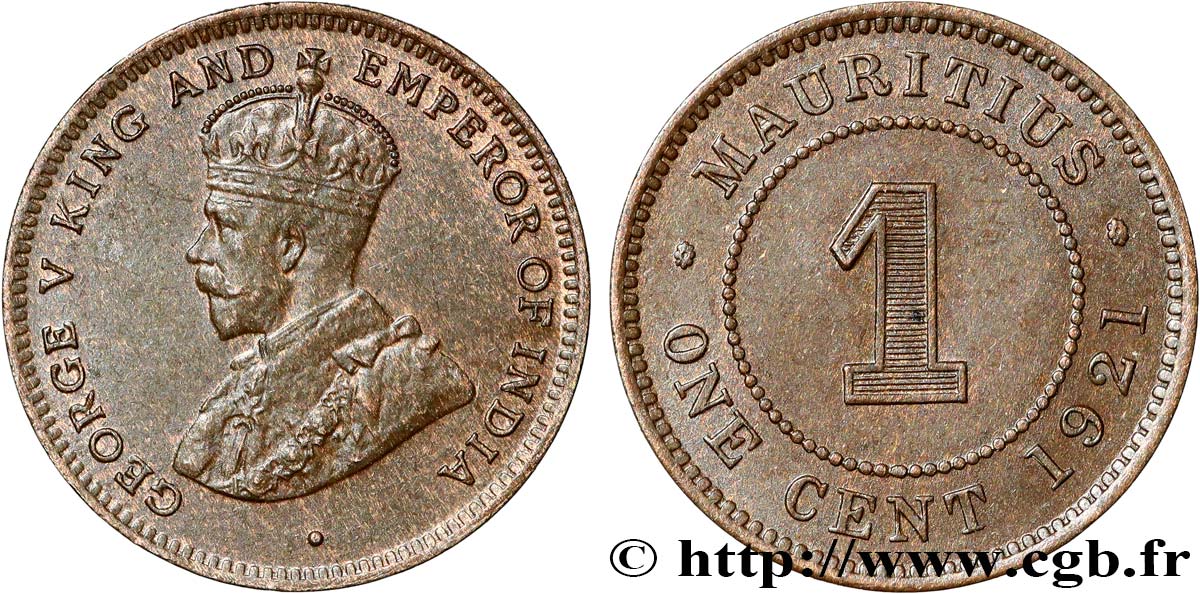 ÎLE MAURICE 1 Cent Georges V 1921  SPL 