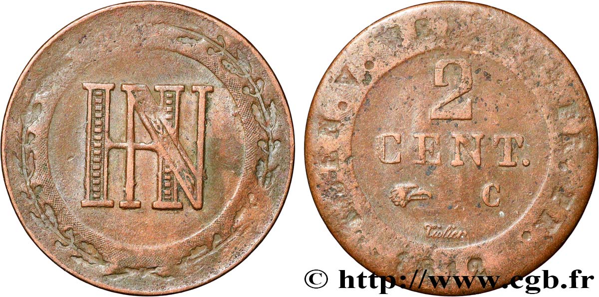 ALEMANIE - REINO DE WESTFALIA 2 Cent. monogramme de Jérôme Napoléon 1812 Cassel - C BC+ 