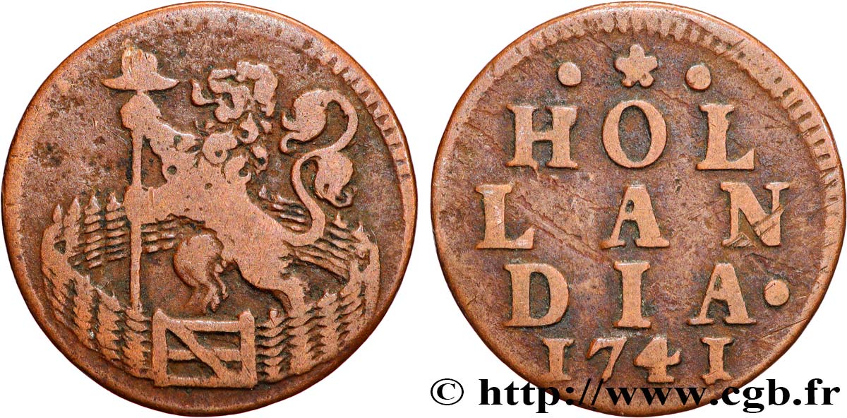 PAESI BASSI - PROVINCE UNITE 1 Duit Hollande 1741  q.BB 