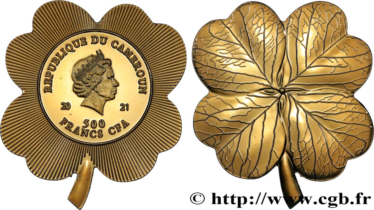 CAMEROUN 500 Francs CFA Élisabeth II - trèfle à quatre feuille 2021  SPL 