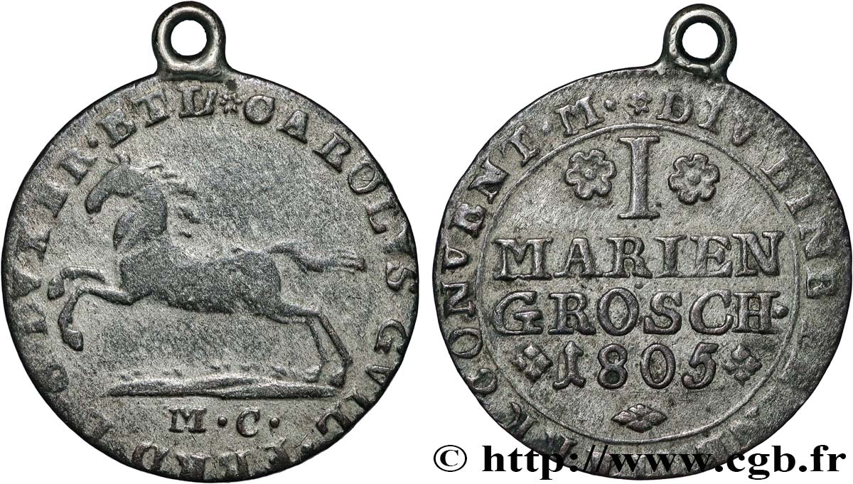 ALLEMAGNE - DUCHÉ DE BRUNSWICK LUNEBOURG - CHARLES GUILLAUME FERDINAND 1 mariengroschen 1805 Brunswick XF 