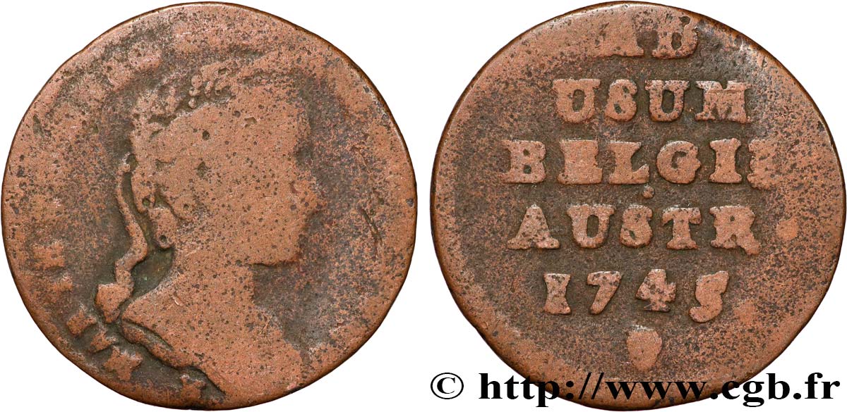 BELGIQUE - PAYS-BAS AUTRICHIENS 1 Liard Marie-Thérèse 1745 Bruxelles B 
