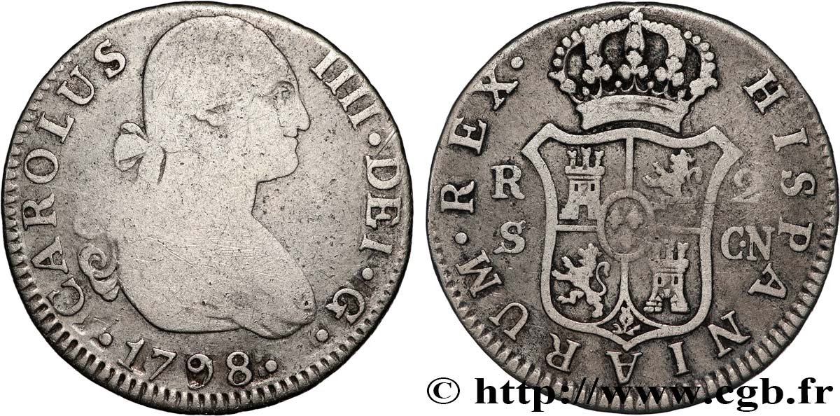 SPAIN - KINGDOM OF SPAIN - CHARLES IV 2 Reales  1798 Séville XF 