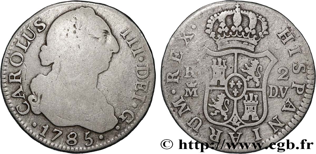 ESPAÑA 2 Reales Charles III 1785 Madrid BC/BC+ 