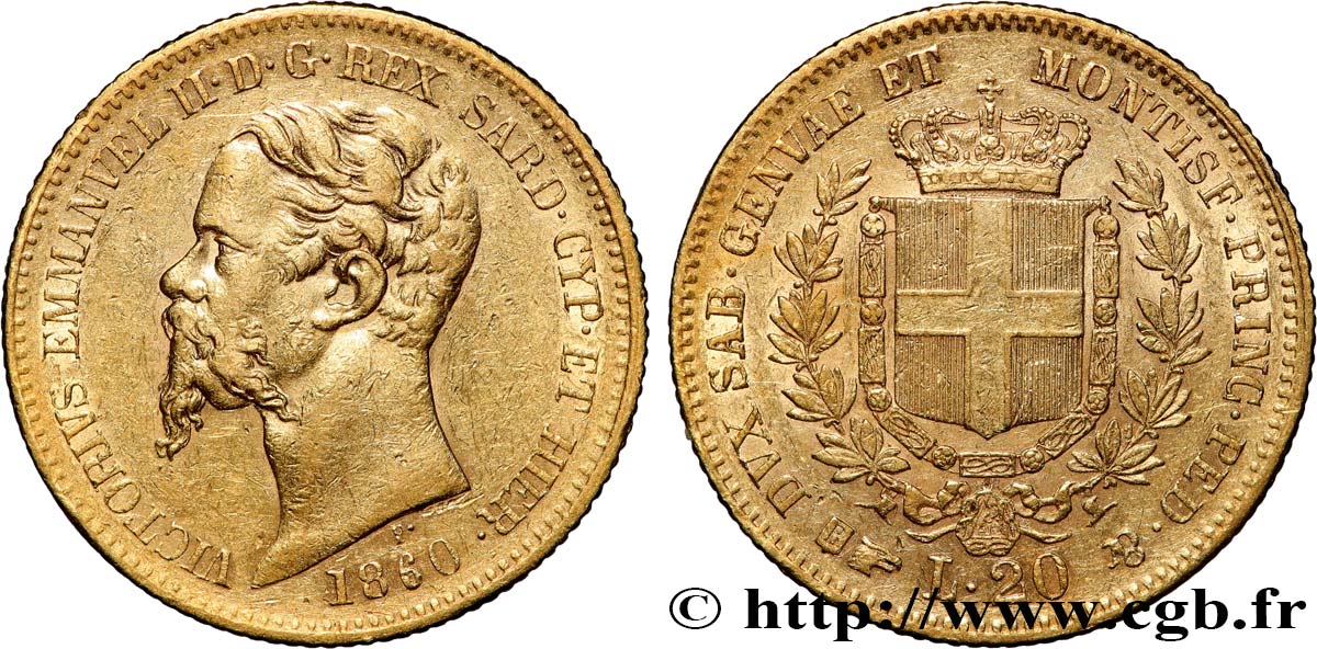 ITALIA - REGNO DI SARDEGNA - VITTORIO EMANUELE II 20 Lire  1860 Turin BB 