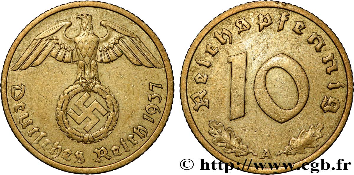 DEUTSCHLAND 10 Reichspfennig 1939 Berlin fVZ 
