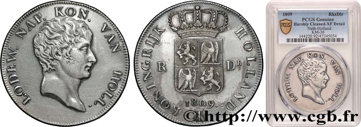 HOLLAND - KINGDOM OF HOLLAND - LOUIS NAPOLÉON Reichstaler 1809 Utrecht XF PCGS
