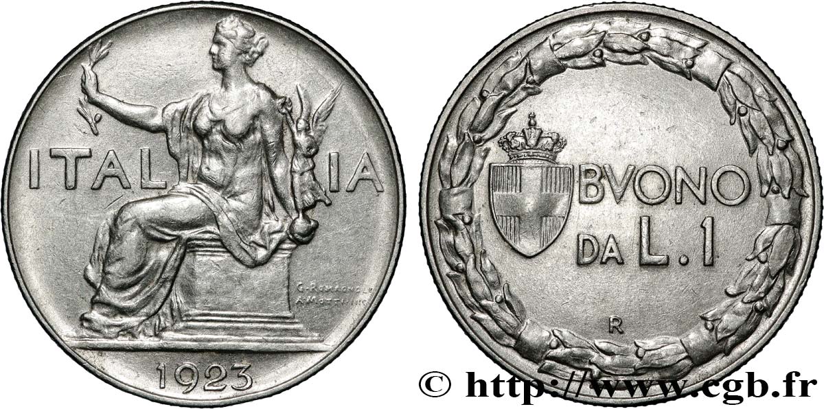 ITALIE 1 Lira (Buono da L.1) Italie assise 1923 Rome - R TTB 