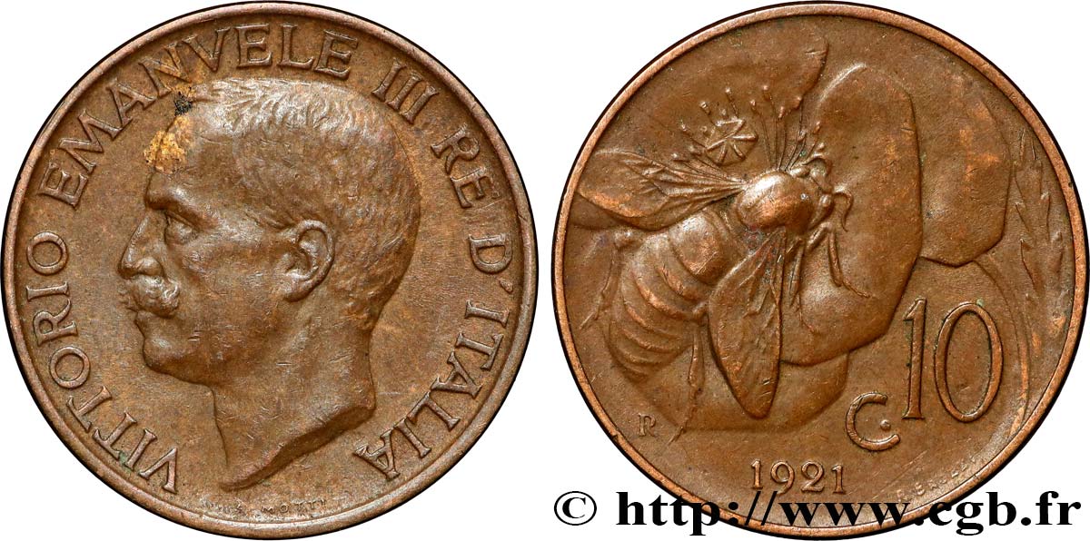 ITALIE 10 Centesimi Victor Emmanuel III 1921 Rome TTB 