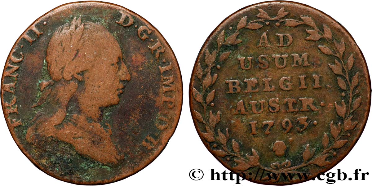 BELGIQUE - PAYS-BAS AUTRICHIENS 2 Liards François II 1793 Bruxelles TB+ 