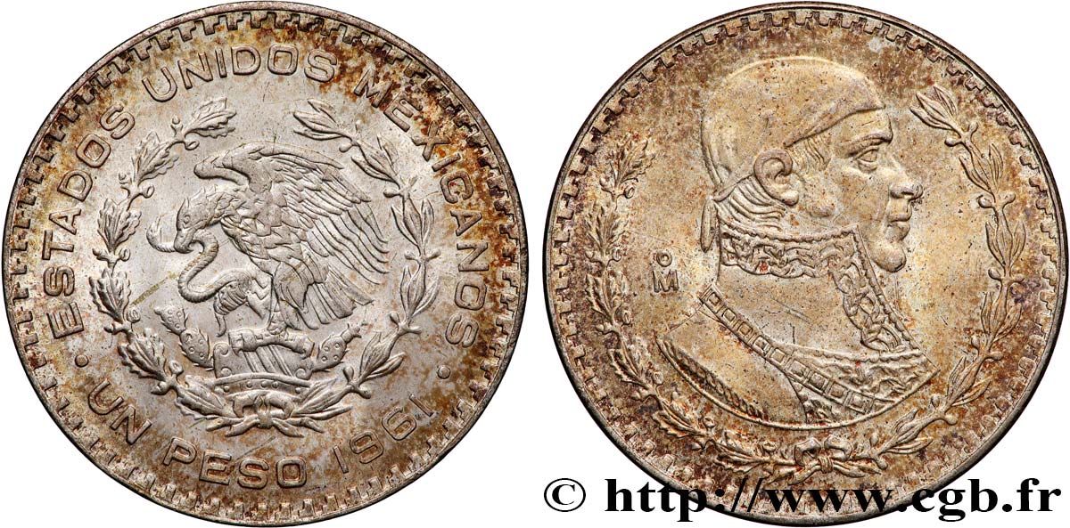 MÉXICO 1 Peso Jose Morelos y Pavon 1961 Mexico EBC 