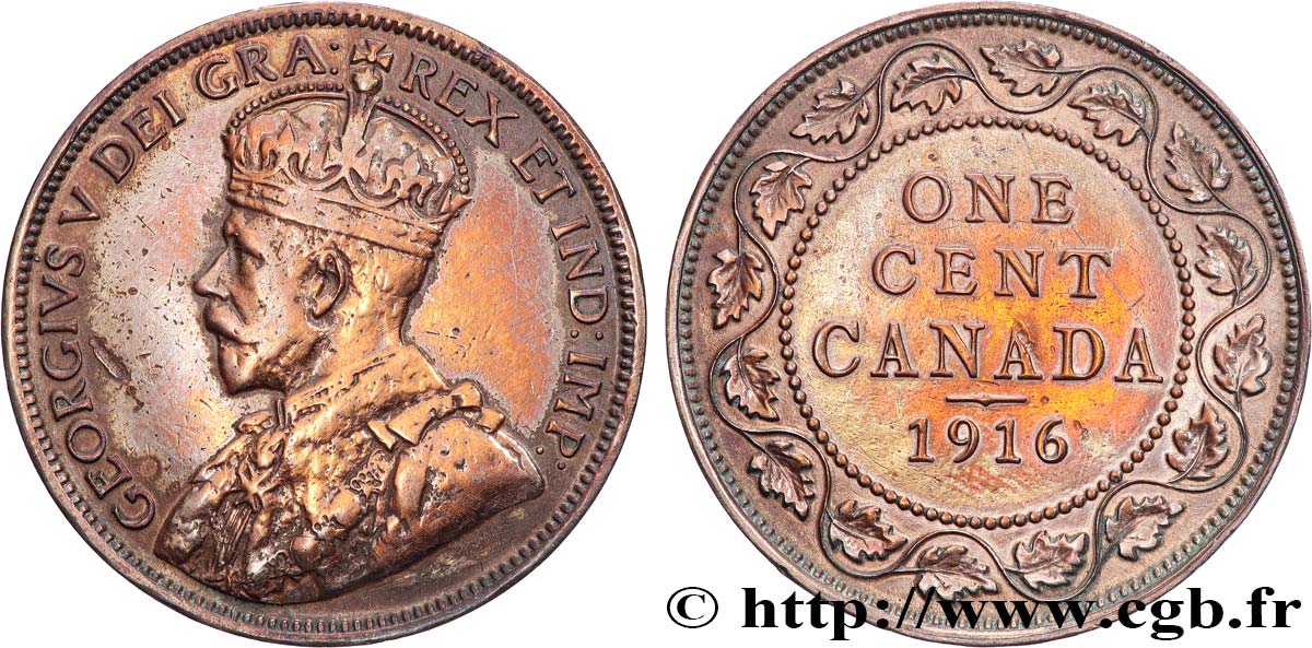 CANADA 1 Cent Georges V 1916  TTB 