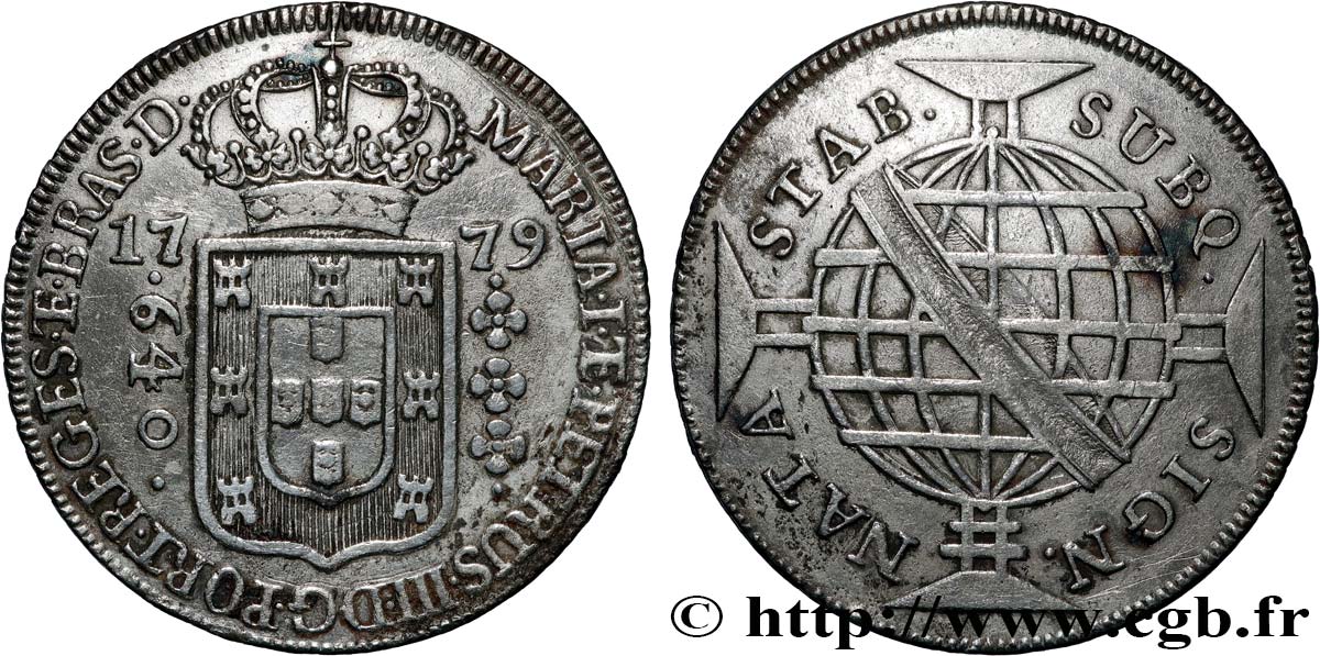 BRÉSIL - MARIE Ire et PIERRE III 640 Reis  1779 Lisbonne TTB 