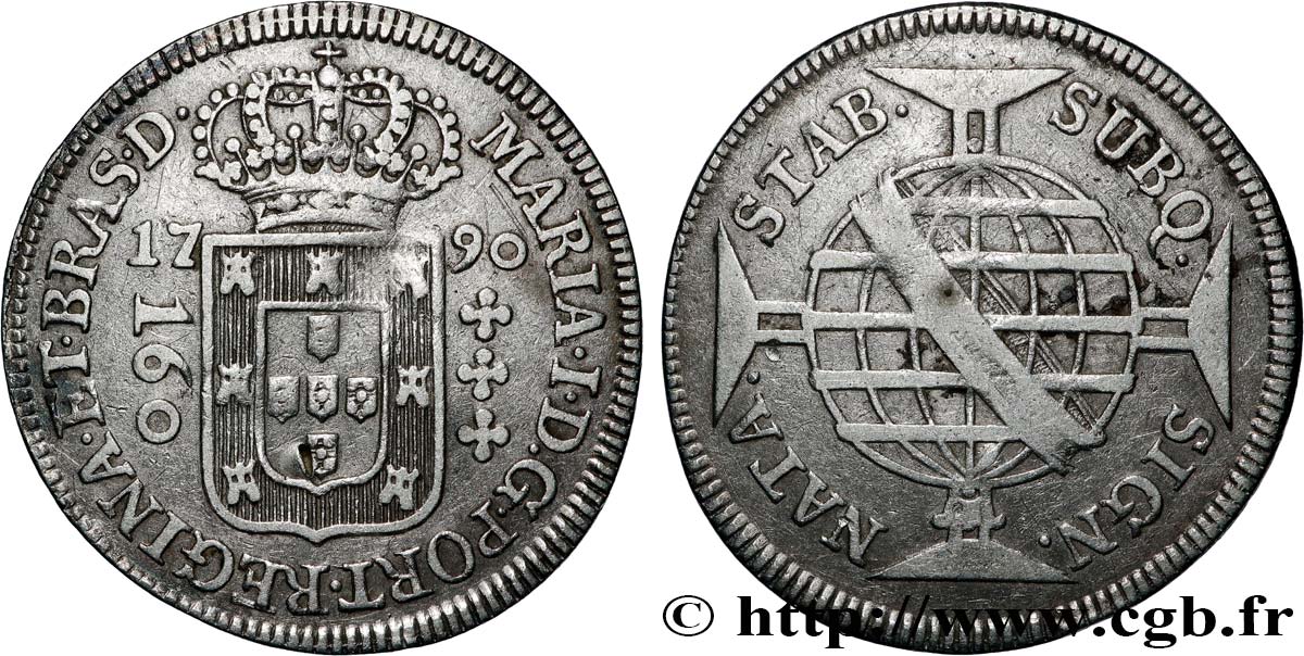 BRAZIL - MARIA I 160 Reis  1790 Lisbonne XF 
