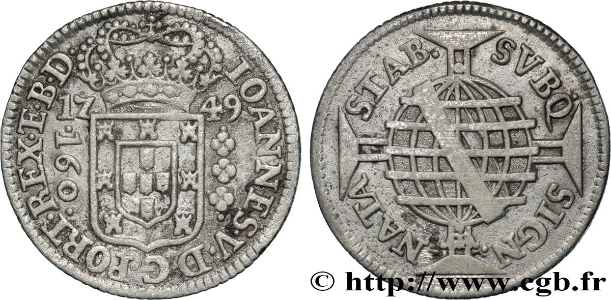 BRAZIL - JOHN V 160 Reis  1749 Lisbonne XF 