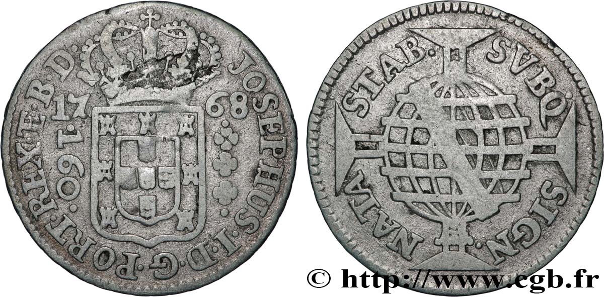 BRAZIL - JOSEPH I 160 Reis  1768 Lisbonne VF 