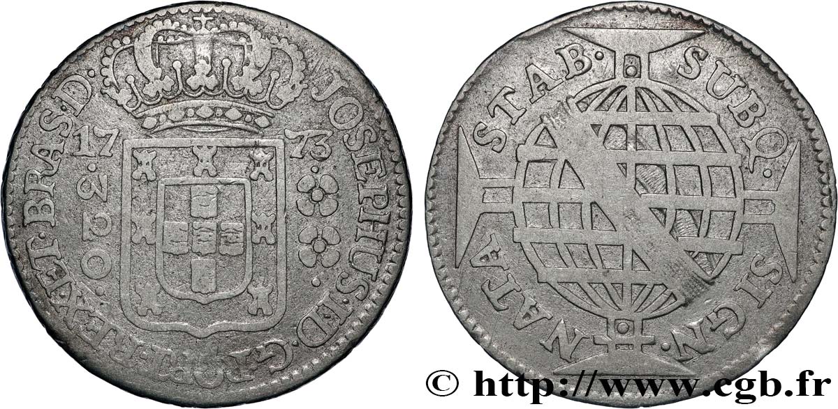 BRAZIL - JOSEPH I 320 Reis  1773 Lisbonne VF 