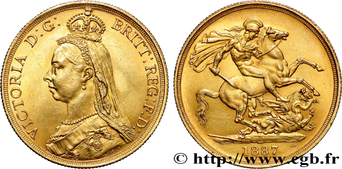 GRANDE BRETAGNE - VICTORIA 2 Pounds (2 Livres) “buste du jubilé” 1887 Londres SPL 