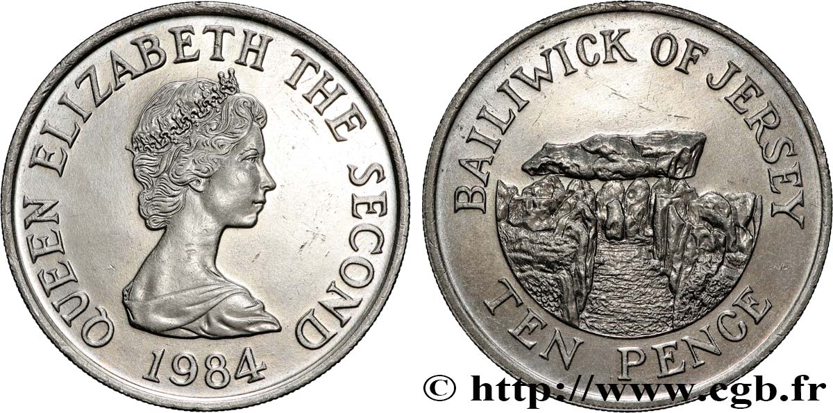 JERSEY 10 Pence Elisabeth II - dolmen La Pouquelaye de Faldouet 1984  SUP 